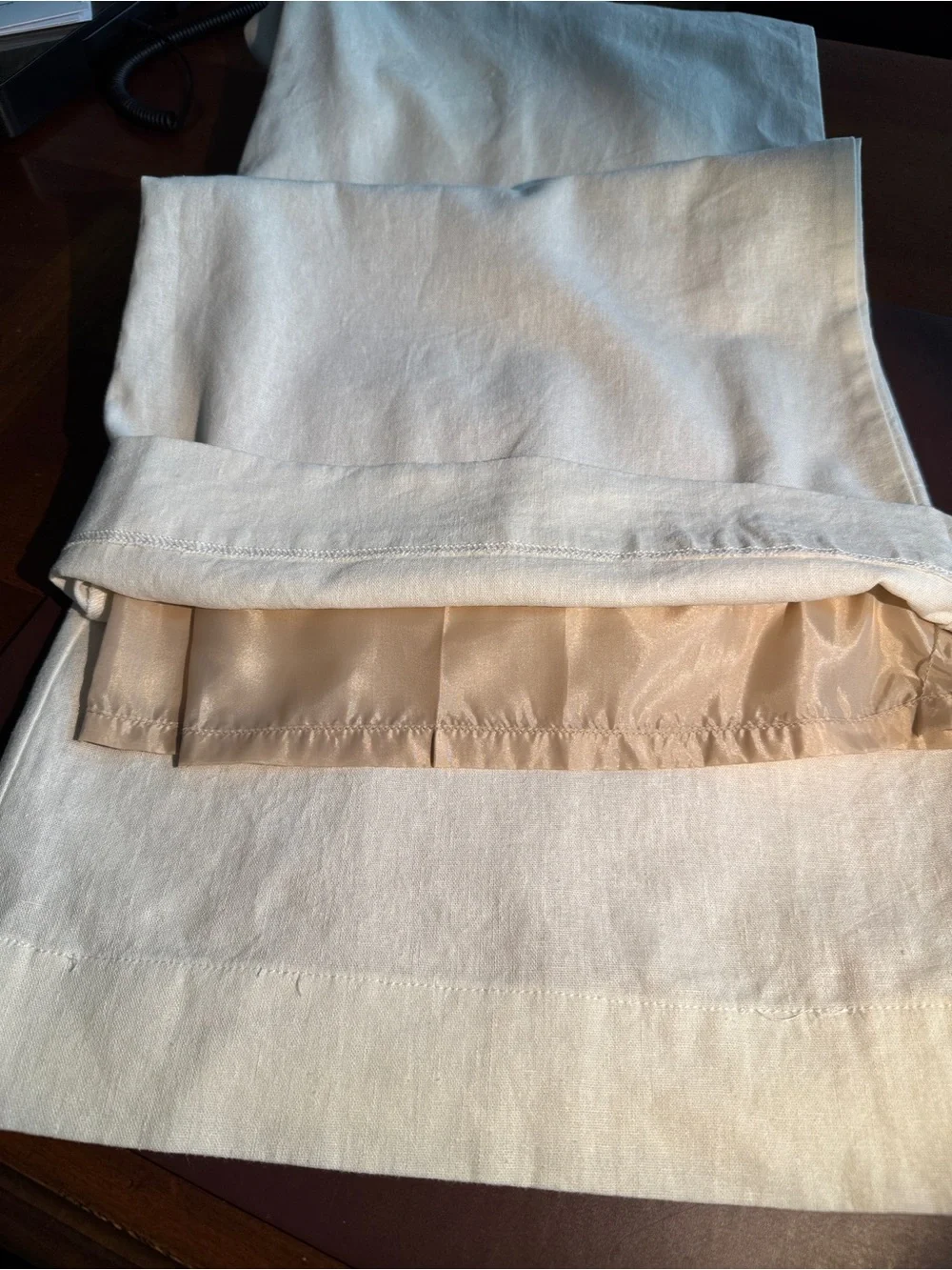 Jennifer Lopez Ivory Lined Linen High Rise Wide Leg Pant Size 10 - Picture 10 of 13